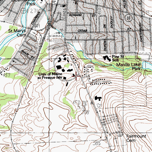 Topographic Map of Carleton Project Alternative High School, ME
