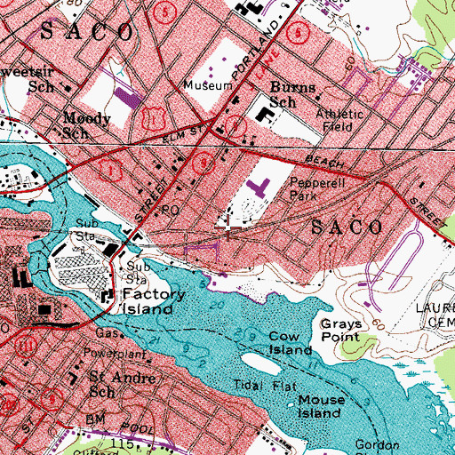 Topographic Map of Saco Transition Program School, ME