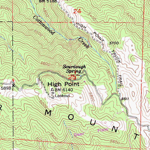 Topographic Map of Sourdough Spring, CA
