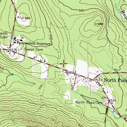 Topographic Map of Fred Morrill School, ME