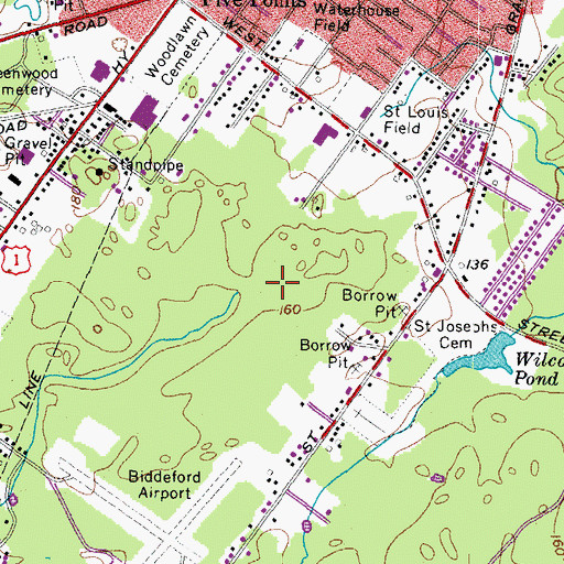 Topographic Map of Biddeford Intermediate School, ME