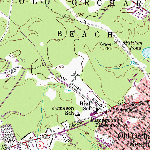 Topographic Map of Old Orchard Beach High School, ME