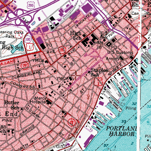 Topographic Map of Mercy Hospital School of Radiologic Technology School, ME