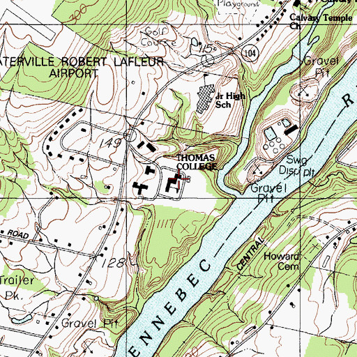 Topographic Map of Thomas College, ME