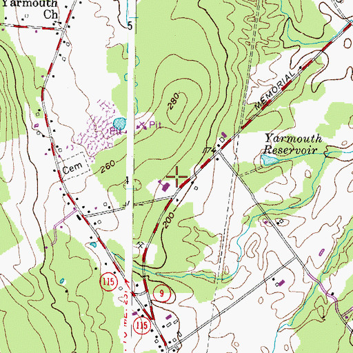 Topographic Map of North Yarmouth Memorial School, ME