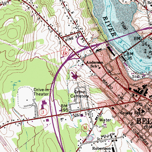 Topographic Map of Belfast Area High School, ME