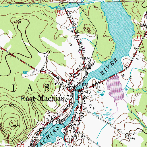 Topographic Map of Elm Street School, ME
