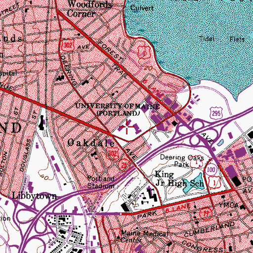 Topographic Map of University of Southern Maine, ME