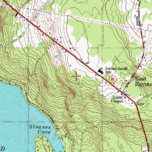 Topographic Map of Raymond Elementary School, ME
