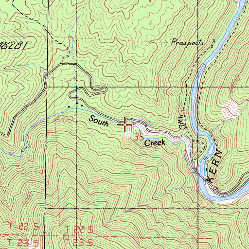 Topographic Map of South Creek Falls, CA