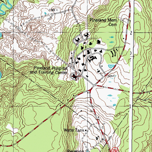Topographic Map of Burchard Dunn School, ME