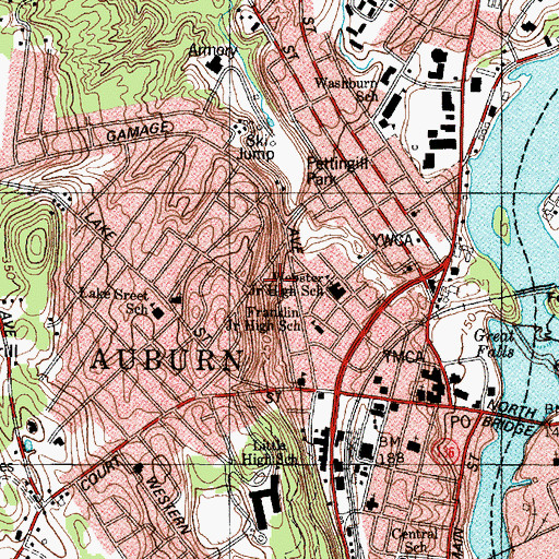 Topographic Map of Margaret Murphy Center School Charles, ME