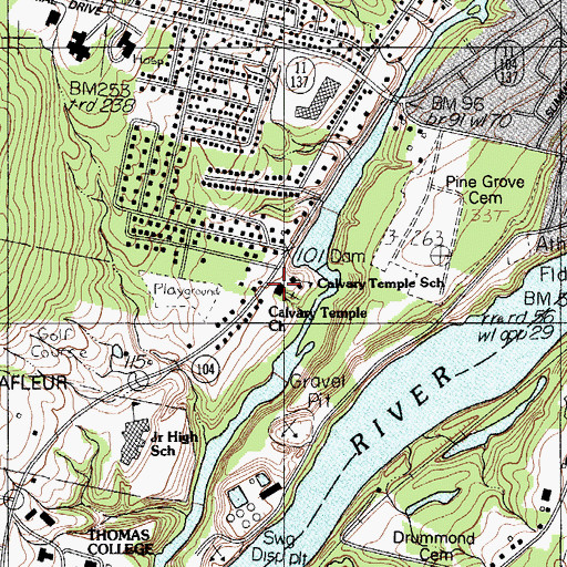 Topographic Map of Temple Academy, ME