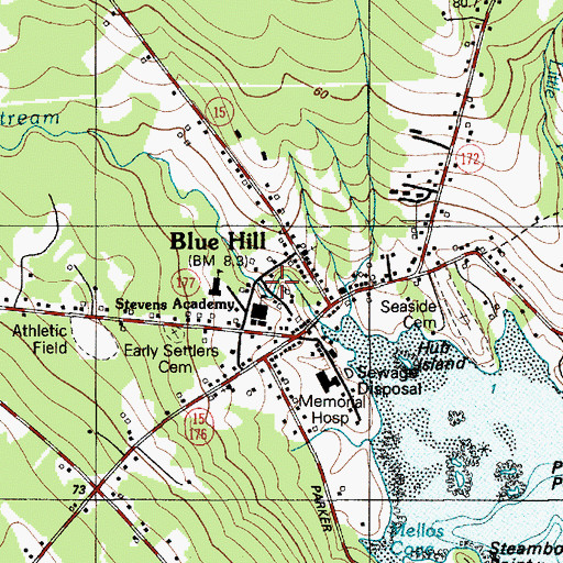 Topographic Map of Blue Hill Harbor School, ME