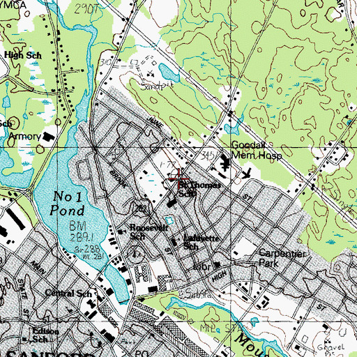 Topographic Map of Saint Thomas Consolidated School, ME