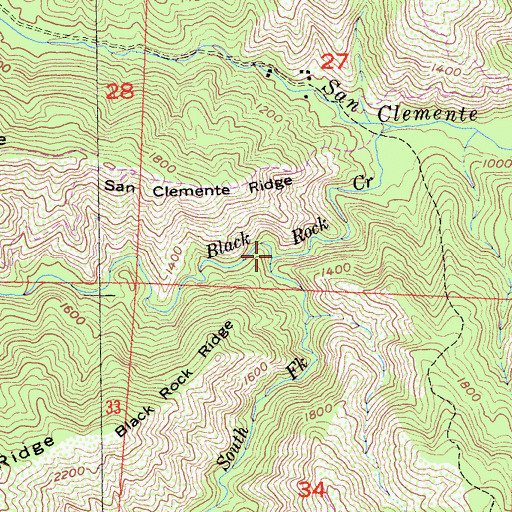 Topographic Map of South Fork Black Rock Creek, CA