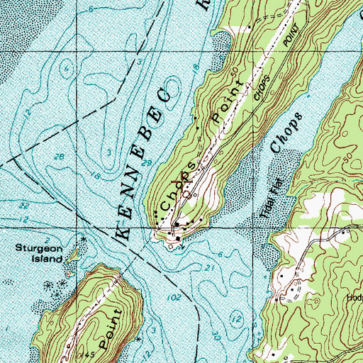 Topographic Map of Chop Point School, ME