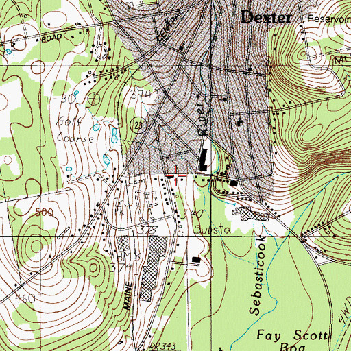 Topographic Map of Dexter Christian Academy, ME