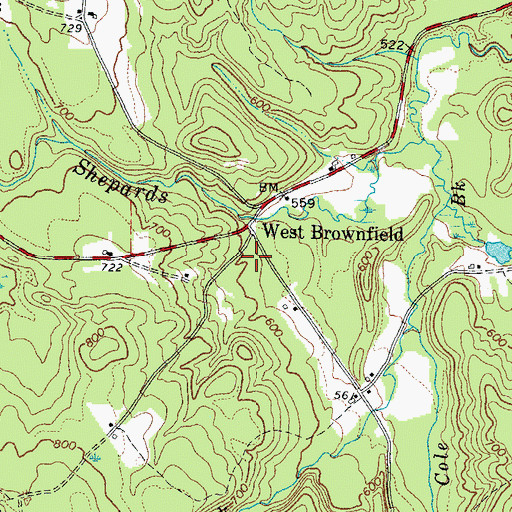 Topographic Map of Brownfield Mennonite School, ME