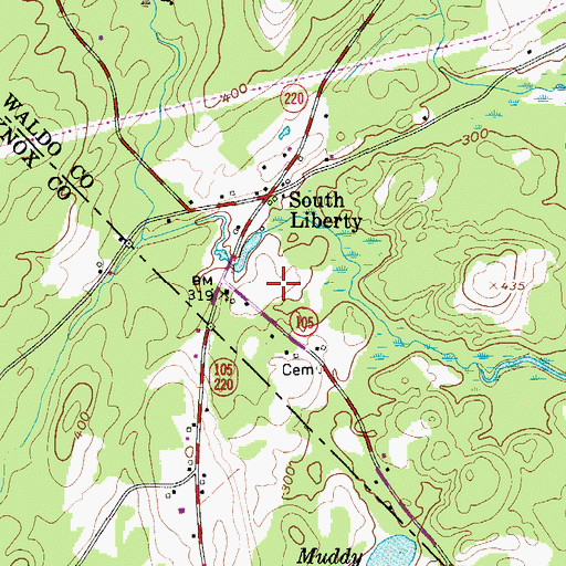 Topographic Map of South Liberty Baptist Church School, ME