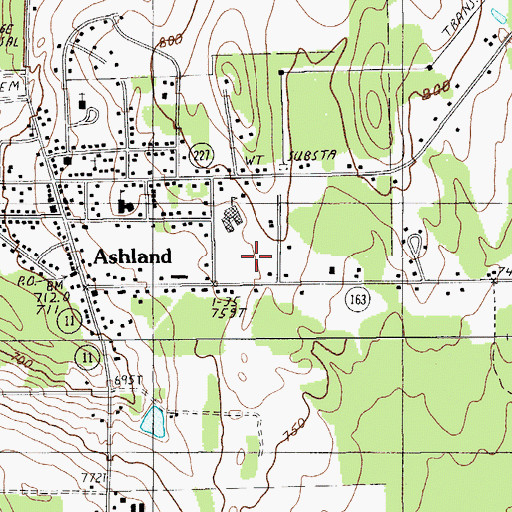 Topographic Map of Ashland District School, ME