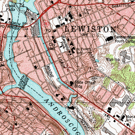Topographic Map of Kaplan University, ME