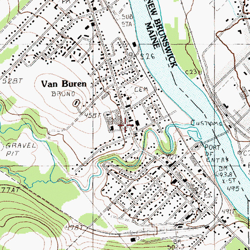 Topographic Map of Van Buren Elementary School, ME