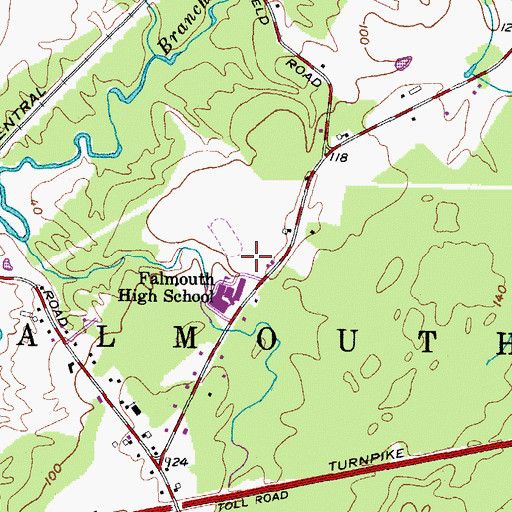 Topographic Map of Falmouth Elementary School, ME