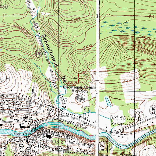 Topographic Map of Piscataquis Community Elementary School, ME
