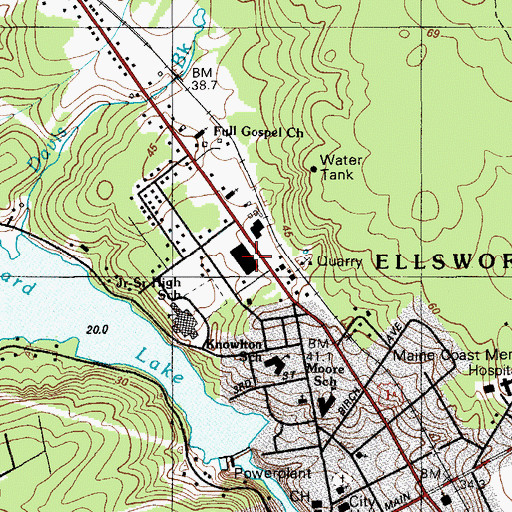 Topographic Map of Hancock County Higher Education Center, ME