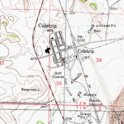 Topographic Map of Rosebud County Sheriff's Office Colstrip, MT