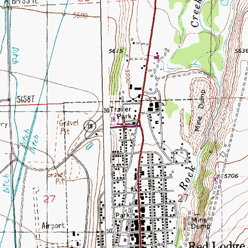 Topographic Map of Red Lodge Ambulance, MT