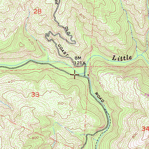 Topographic Map of South Fork Little Sur River, CA