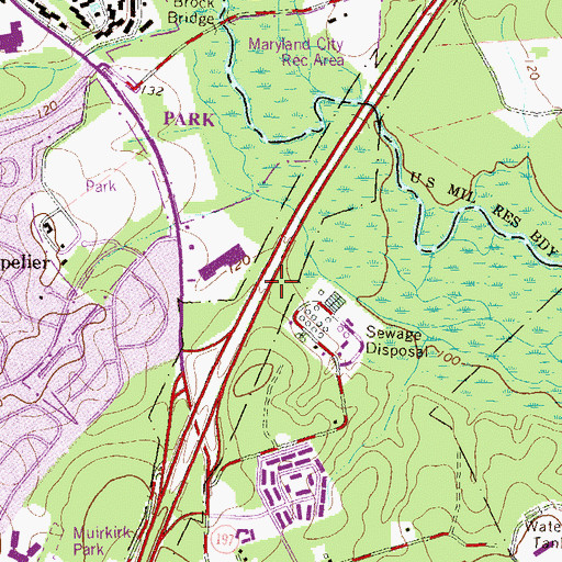 Topographic Map of National Capital Parks, MD