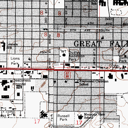 Topographic Map of Charles M Russell Post Office, MT