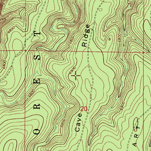 Topographic Map of Cave Ridge, AZ