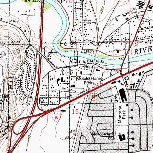Topographic Map of Great Falls Post Office, MT