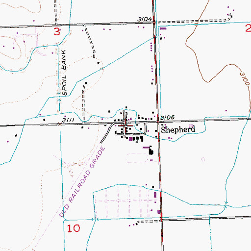 Topographic Map of Shepherd Post Office, MT