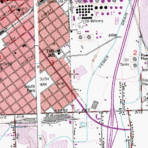 Topographic Map of Billings Post Office, MT