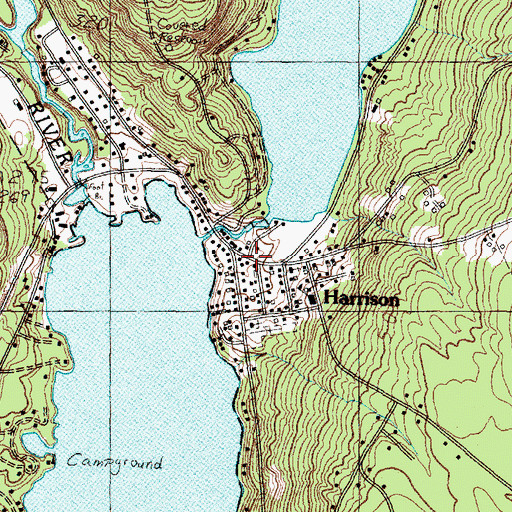 Topographic Map of Harrison Village Library, ME