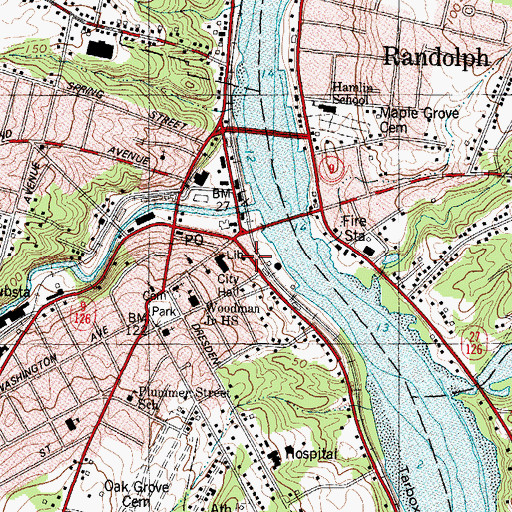 Topographic Map of Gardiner Public Library, ME