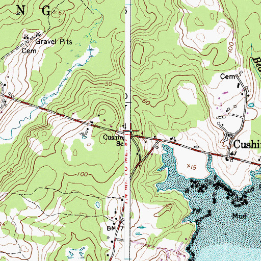Topographic Map of Cushing Public Library, ME