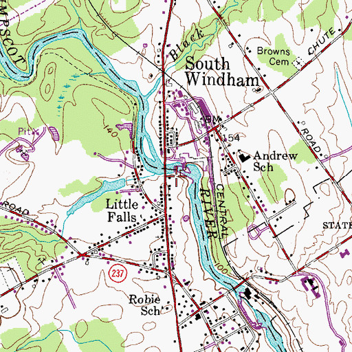 Topographic Map of South Windham Public Library, ME