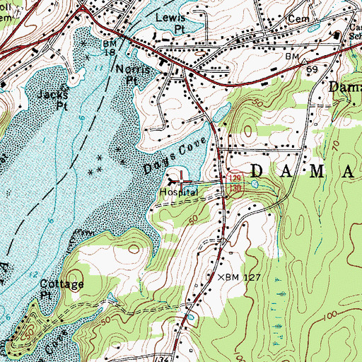 Topographic Map of Miles Memorial Hospital Medical Library, ME