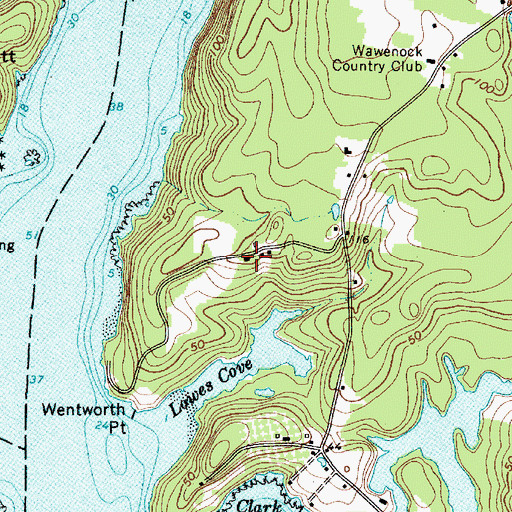 Topographic Map of Darling Marine Center Library, ME