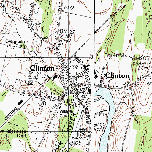 Topographic Map of Brown Memorial Library, ME