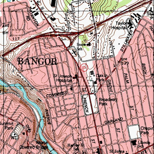 Topographic Map of Saint Joseph Hospital Health Science Library, ME
