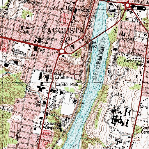 Topographic Map of Maine Department of Transportation Library, ME
