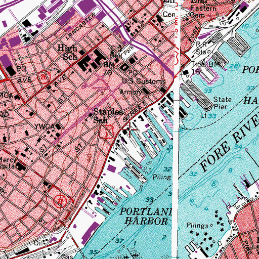 Topographic Map of Pierce Atwood Law Library, ME