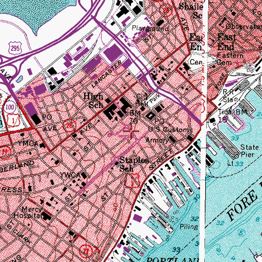Topographic Map of Preti Flaherty Beliveau and Pachios Library, ME